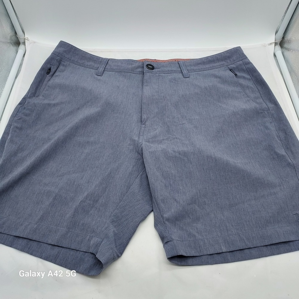 7 Diamonds Aeroplane‎ Performance Shorts Mens 34 Grey Blue Stretch STS7-1167